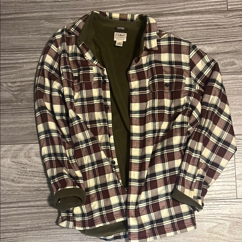 Plaid Button-Up Shirt with fleece lining